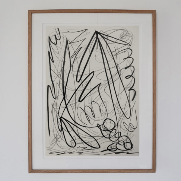 Abstract drawing with lead pencil on paper, signed Daniel Firman